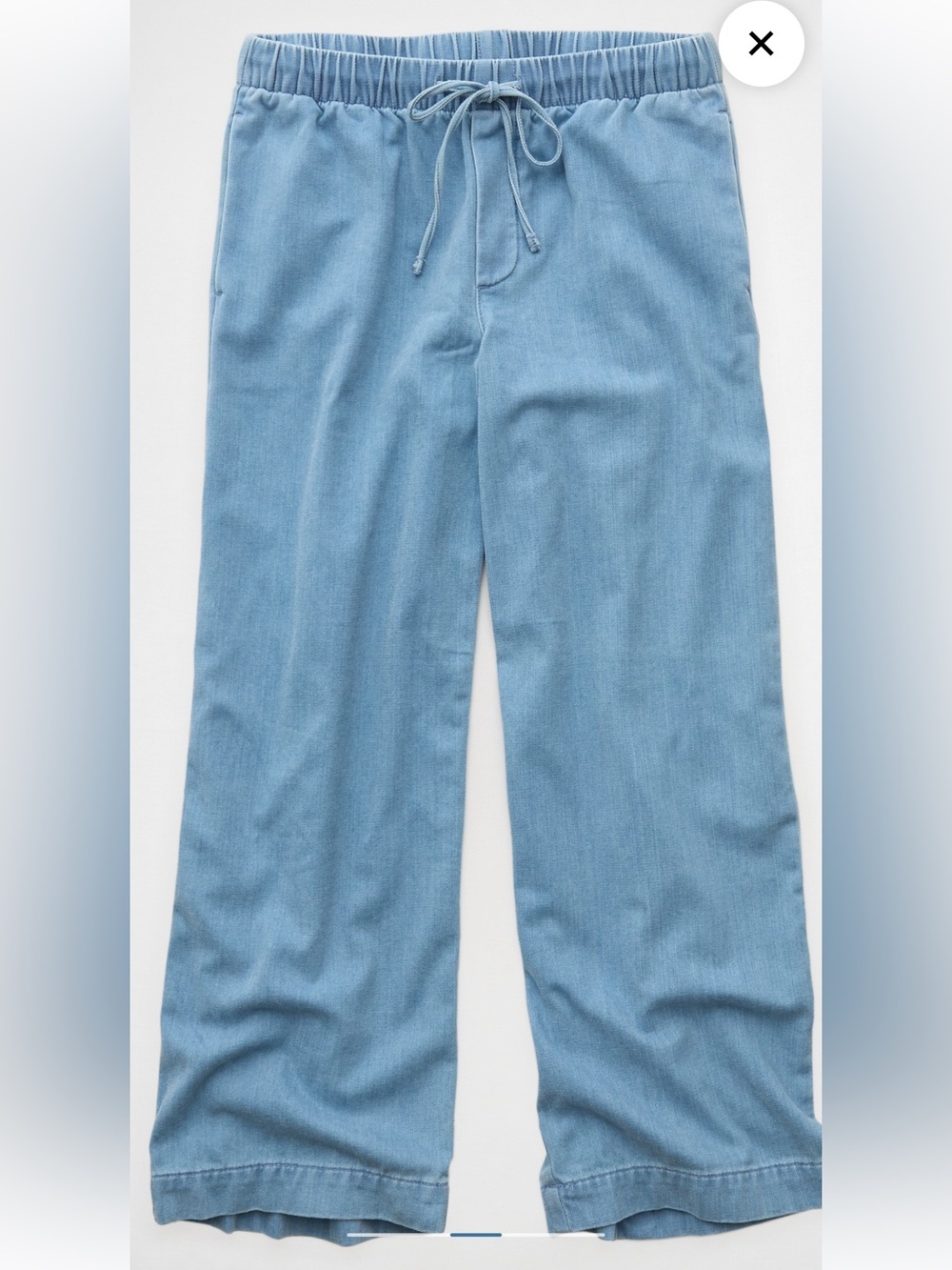 Light Blue Drawstring Wide-Leg Pants